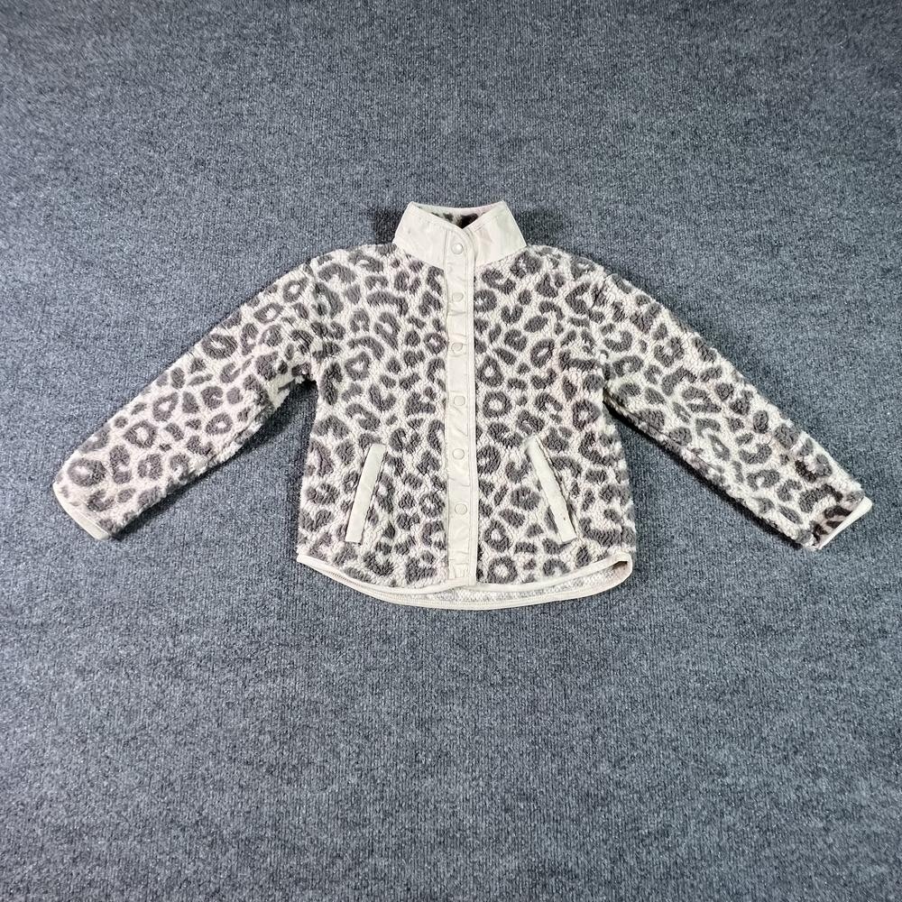 Carter's Jacket Girls 5 White Leopard Print Polyester Sherpa Winter Cozy Outdoor